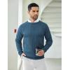 COOFANDY Mens Crewneck Pullover Sweaters Business Casual Long Sleeve Slim Fit Sweater Chunky Cable Knit Sweater(Navy Blue)