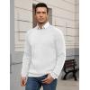 COOFANDY Mens Crewneck Pullover Sweaters Business Casual Long Sleeve Slim Fit Sweater Chunky Cable Knit Sweater(White)