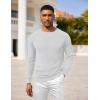 COOFANDY Mens Crewneck Pullover Sweaters Business Casual Long Sleeve Slim Fit Sweater Chunky Cable Knit Sweater(White)