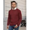 COOFANDY Mens Crewneck Pullover Sweaters Business Casual Long Sleeve Slim Fit Sweater Chunky Cable Knit Sweater(Wine Red)