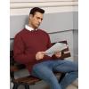 COOFANDY Mens Crewneck Pullover Sweaters Business Casual Long Sleeve Slim Fit Sweater Chunky Cable Knit Sweater(Wine Red)