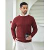 COOFANDY Mens Crewneck Pullover Sweaters Business Casual Long Sleeve Slim Fit Sweater Chunky Cable Knit Sweater(Wine Red)