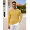 COOFANDY Mens Crewneck Pullover Sweaters Business Casual Long Sleeve Slim Fit Sweater Chunky Cable Knit Sweater(Yellow)