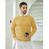COOFANDY Mens Crewneck Pullover Sweaters Business Casual Long Sleeve Slim Fit Sweater Chunky Cable Knit Sweater(Yellow)