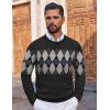COOFANDY Mens Crewneck Sweater Pullover Knit Sweater Lightweight Sweaters with Ribbing Edge(Argyle — Black)