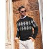 COOFANDY Mens Crewneck Sweater Pullover Knit Sweater Lightweight Sweaters with Ribbing Edge(Argyle — Black)