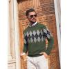 COOFANDY Mens Crewneck Sweater Pullover Knit Sweater Lightweight Sweaters with Ribbing Edge(Argyle — Green)