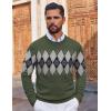 COOFANDY Mens Crewneck Sweater Pullover Knit Sweater Lightweight Sweaters with Ribbing Edge(Argyle — Green)