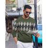COOFANDY Mens Crewneck Sweater Pullover Knit Sweater Lightweight Sweaters with Ribbing Edge(Argyle — Green)
