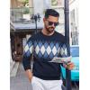 COOFANDY Mens Crewneck Sweater Pullover Knit Sweater Lightweight Sweaters with Ribbing Edge(Argyle — Navy Blue)