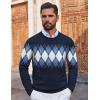 COOFANDY Mens Crewneck Sweater Pullover Knit Sweater Lightweight Sweaters with Ribbing Edge(Argyle — Navy Blue)