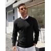 COOFANDY Mens Crewneck Sweater Pullover Knit Sweater Lightweight Sweaters with Ribbing Edge(Black)