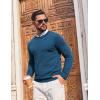 COOFANDY Mens Crewneck Sweater Pullover Knit Sweater Lightweight Sweaters with Ribbing Edge(Blue)