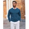 COOFANDY Mens Crewneck Sweater Pullover Knit Sweater Lightweight Sweaters with Ribbing Edge(Blue)