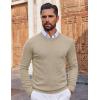 COOFANDY Mens Crewneck Sweater Pullover Knit Sweater Lightweight Sweaters with Ribbing Edge(Khaki)