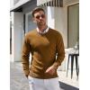 COOFANDY Mens Crewneck Sweater Pullover Knit Sweater Lightweight Sweaters with Ribbing Edge(Light Brown)