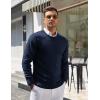 COOFANDY Mens Crewneck Sweater Pullover Knit Sweater Lightweight Sweaters with Ribbing Edge(Navy Blue)