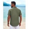 COOFANDY Mens Cuban Guayabera Shirt Short Sleeve Button Down Shirts Summer Beach Vacation Shirts(Army Green)