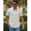 COOFANDY Mens Cuban Guayabera Shirt Short Sleeve Button Down Shirts Summer Beach Vacation Shirts(Beige)