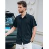 COOFANDY Mens Cuban Guayabera Shirt Short Sleeve Button Down Shirts Summer Beach Vacation Shirts(Black)