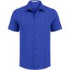 COOFANDY Mens Cuban Guayabera Shirt Short Sleeve Button Down Shirts Summer Beach Vacation Shirts(Bright Royal)