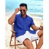 COOFANDY Mens Cuban Guayabera Shirt Short Sleeve Button Down Shirts Summer Beach Vacation Shirts(Bright Royal)