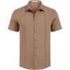 COOFANDY Mens Cuban Guayabera Shirt Short Sleeve Button Down Shirts Summer Beach Vacation Shirts(Caramel)