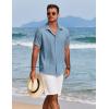 COOFANDY Mens Cuban Guayabera Shirt Short Sleeve Button Down Shirts Summer Beach Vacation Shirts(Denim Blue)