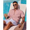 COOFANDY Mens Cuban Guayabera Shirt Short Sleeve Button Down Shirts Summer Beach Vacation Shirts(Dusty Pink)