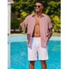 COOFANDY Mens Cuban Guayabera Shirt Short Sleeve Button Down Shirts Summer Beach Vacation Shirts(Dusty Pink)