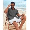 COOFANDY Mens Cuban Guayabera Shirt Short Sleeve Button Down Shirts Summer Beach Vacation Shirts(Gray)