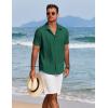 COOFANDY Mens Cuban Guayabera Shirt Short Sleeve Button Down Shirts Summer Beach Vacation Shirts(Green)