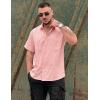 COOFANDY Mens Cuban Guayabera Shirt Short Sleeve Button Down Shirts Summer Beach Vacation Shirts(Pink)