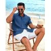 COOFANDY Mens Cuban Guayabera Shirt Short Sleeve Button Down Shirts Summer Beach Vacation Shirts(Royal Blue)