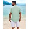 COOFANDY Mens Cuban Guayabera Shirt Short Sleeve Button Down Shirts Summer Beach Vacation Shirts(Sage Green)