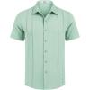 COOFANDY Mens Cuban Guayabera Shirt Short Sleeve Button Down Shirts Summer Beach Vacation Shirts(Sage Green)