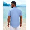 COOFANDY Mens Cuban Guayabera Shirt Short Sleeve Button Down Shirts Summer Beach Vacation Shirts(Sky Blue)