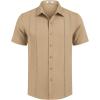 COOFANDY Mens Cuban Guayabera Shirt Short Sleeve Button Down Shirts Summer Beach Vacation Shirts(Tan)