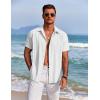 COOFANDY Mens Cuban Guayabera Shirt Short Sleeve Button Down Shirts Summer Beach Vacation Shirts(White)