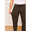 COOFANDY Men’s Drawstring Casual Pants Cotton Twill Elastic Waist Chino Pants(Brown)