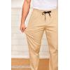 COOFANDY Men’s Drawstring Casual Pants Cotton Twill Elastic Waist Chino Pants(Khaki)