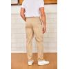COOFANDY Men’s Drawstring Casual Pants Cotton Twill Elastic Waist Chino Pants(Khaki)