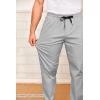 COOFANDY Men’s Drawstring Casual Pants Cotton Twill Elastic Waist Chino Pants(Light Grey)