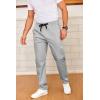 COOFANDY Men’s Drawstring Casual Pants Cotton Twill Elastic Waist Chino Pants(Light Grey)