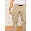 COOFANDY Men’s Drawstring Casual Pants Cotton Twill Elastic Waist Chino Pants(Light Khaki)