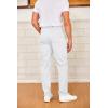 COOFANDY Men’s Drawstring Casual Pants Cotton Twill Elastic Waist Chino Pants(White)