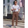 COOFANDY Mens Dress Pants Expandable Waist Wrinkle Free Suit Pants Flat Front Casual Dress Slacks(Brown)