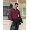 COOFANDY Men’s Dress Shirt Solid Long Sleeve Wrinkle Free Formal Shirt Business Button Down Shirts with Pocket(Dark Red)