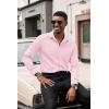COOFANDY Men’s Dress Shirts Long Sleeve Button Down Formal Shirt Regular Fit Solid Business Casual Shirts(Pink)