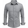 COOFANDY Mens Dress Shirts Long Sleeve Button Down Shirts Regular Fit Business Casual Shirts(Light Gray)
